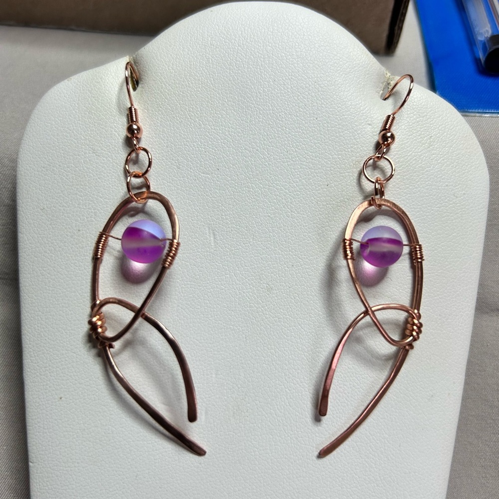 Elegant Copper and Purple Earrings